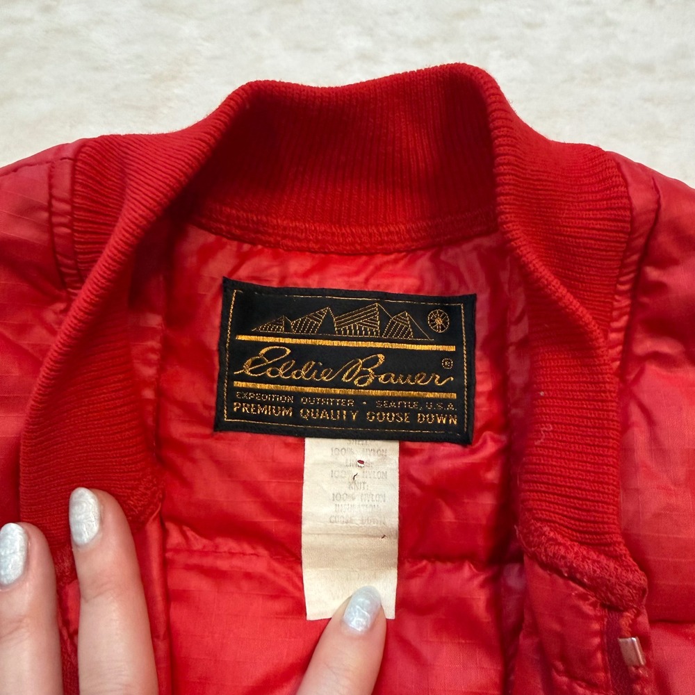 Vintage Eddie Bauer Red Goose Down Puffer Vest Ripstop Nylon Womens Small - Picture 3 of 9
